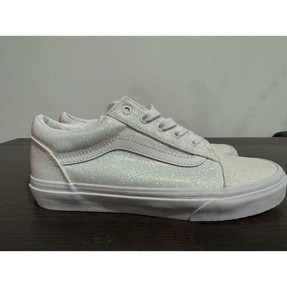 Vans Wall Old Skool White Pink UV Glitter Sneakers Shoes Girls Big Kid 6 - Picture 4 of 8